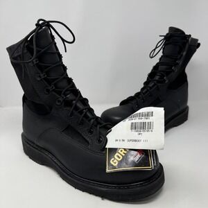 Vintage 2012 Bates Army Navy Black Leather Safety Boots E21508A Men's Size 9.5 R